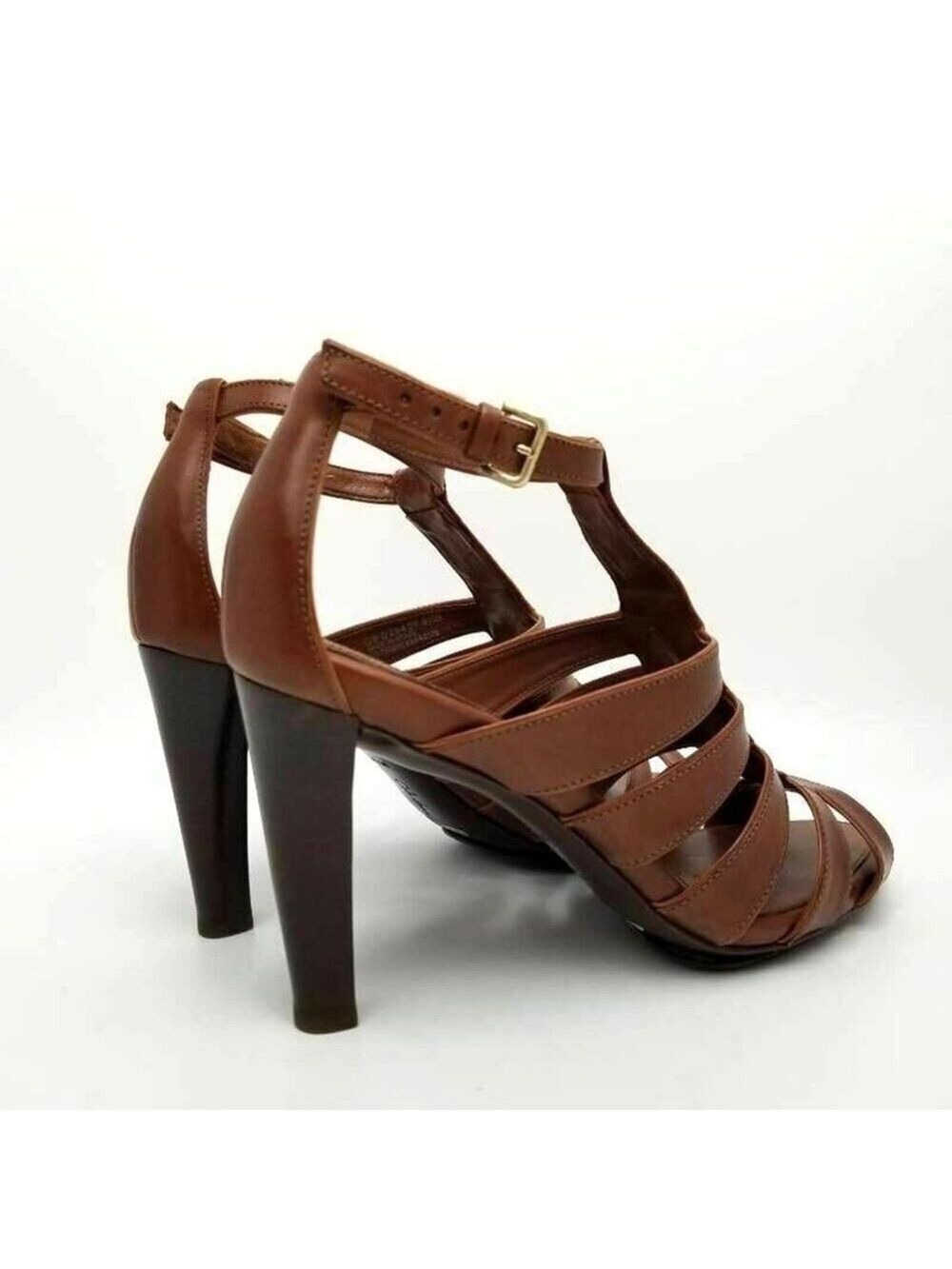Cole Haan Gladiator Brown Leather Ankle Block Heels Sandals Shoes Size 9.5 B - Picture 11 of 12